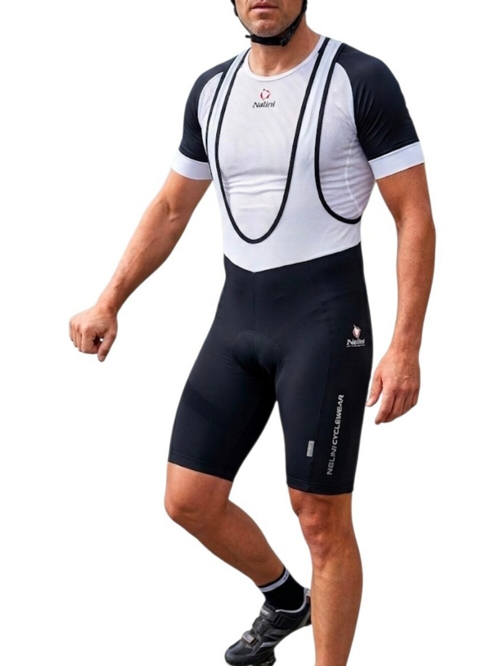 Nalini Cyclewear Men's Bib Shorts XL Black White Cycling Padded Made in Italy